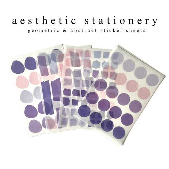 🏷️ pink & purple abstract geometric PET translucent sticker sheets - Picture 1 of 6